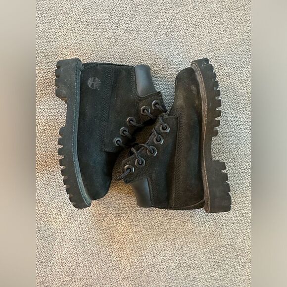 Timberland Kids Leather Waterproof Black Boots Size 6c - Picture 2 of 8